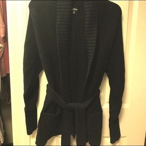 Express Black Cardigan wraparound belted sweater